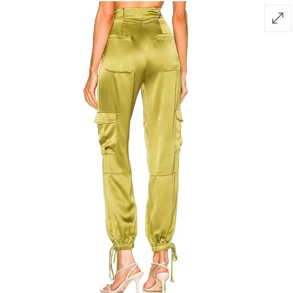 NICHOLAS BRIDGITEE Silk Pant w/Cargo Pockets & Elastic Hem in Coral Punch/Red 4